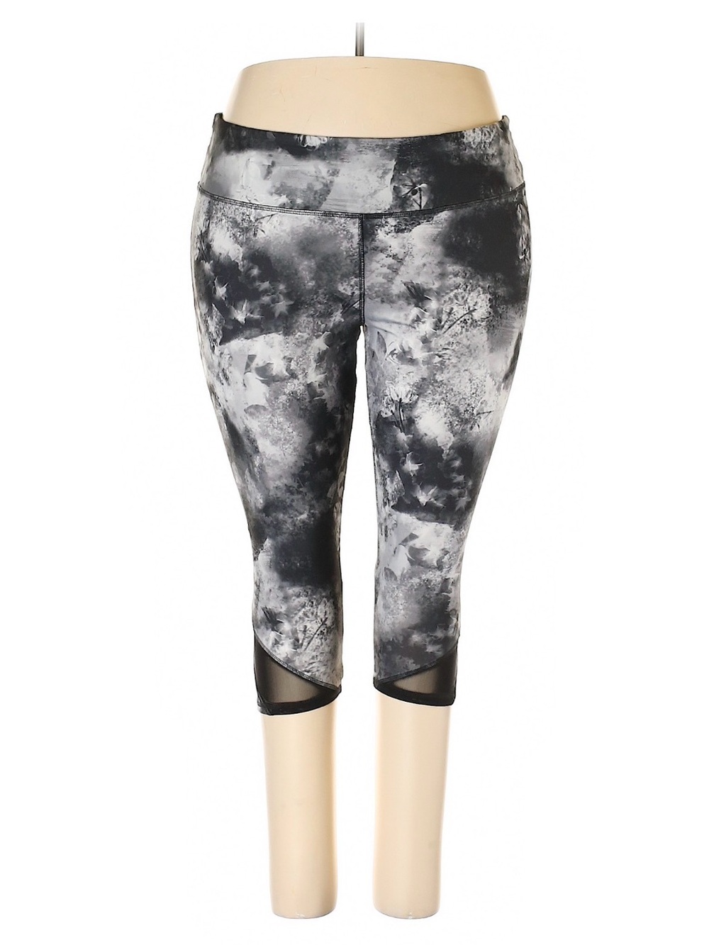 🌺SALE 5 for $20🌺Maurices Black & Gray Tie-Dye Capri Leggings with Mesh Hem